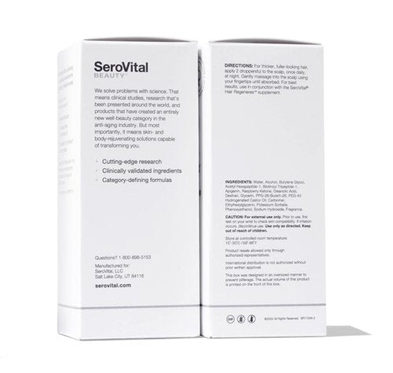 SeroVital Advanced Hair Thickening Serum – Maintain Natural Hair Color – Scalp Support – Multi Peptide Plant-Based Formula - Lightweight and Non-Greasy