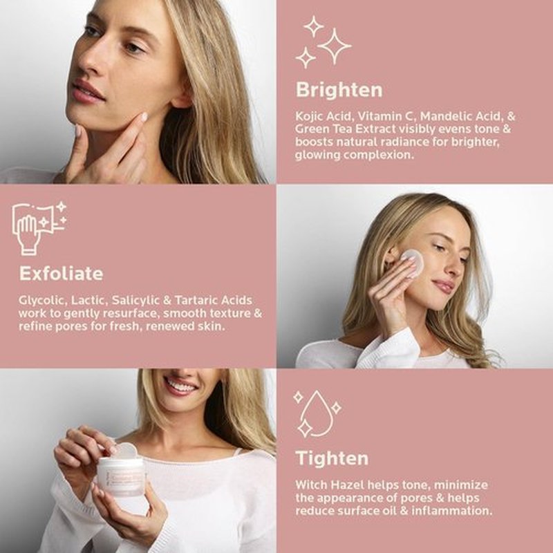 Regine Switzerland Toning & Exfoliating Face Pads - Clear Pores & Brighten Skin - 50 Count