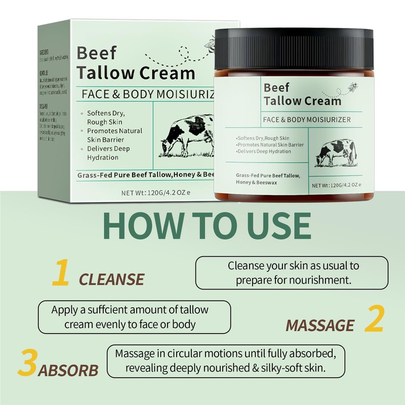 ZTSGU Beef Tallow for Face, Lasting Moisturizer Whipped Beef Tallow and Honey Balm for Face & Body Skin Care.(Unscented)