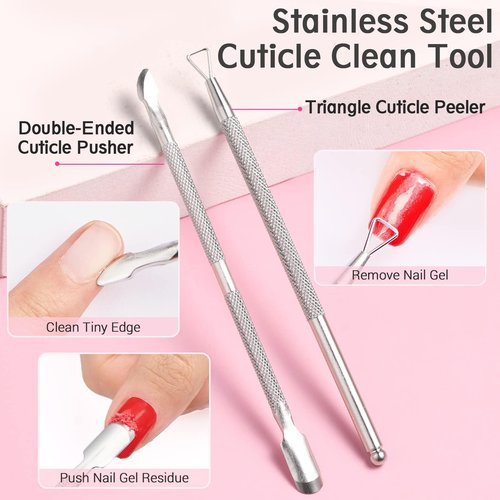 AZUREBEAUTY Nail Polish Gel Remover Tools Kit with Nail Clips, 150ml Remover Bottle, 10ml Cuticle Oil, 100 Nail Remover Cotton Balls, Cuticle Pusher Peeler Brush, 100/180 Nail File, Buffer Tools