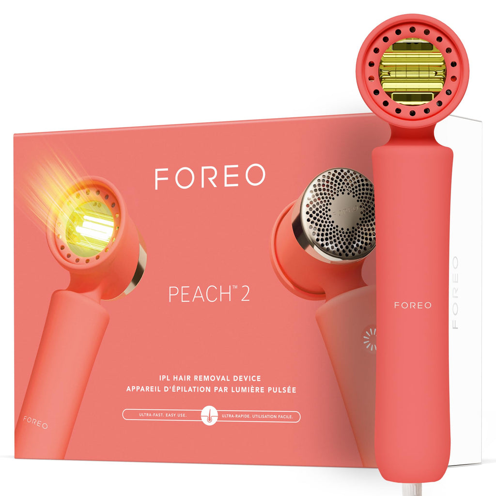 FOREO Peach 2 IPL Hair Removal Device – Quick & Gentle Hair Reduction – for Full Body & Face – Skin Cooling System – Silicone Shield - Coral