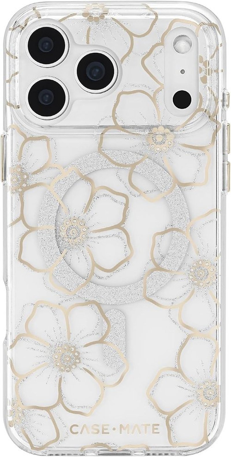 Case-Mate iPhone 17 Pro Max Case - Sparkly Floral Design with 12ft Drop Protection | MagSafe Compatible