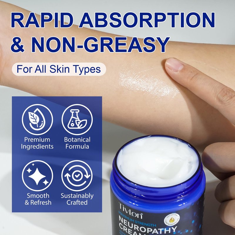 ZVHCFYQR Neuropathy Relief Cream, Maximum Strength Relief Lotion for Feet Hand Legs Toes Includes Arnica, Vitamin E, Rosemary, Ginger, Eucalyptus, Lavender, Clove, Aloe Vera and Shea Butter (1)