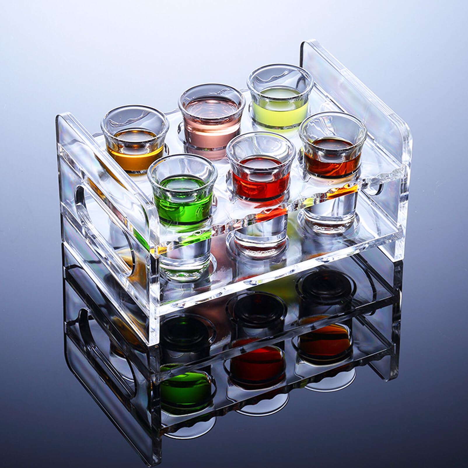 Uonlytech Round Shot Glass Holder Display Rack 3-Tier Acrylic Liquor Cup Organizer for Bar Drinkware Storage 8.93X5.47X4.09In Portable Clear Cup Stand
