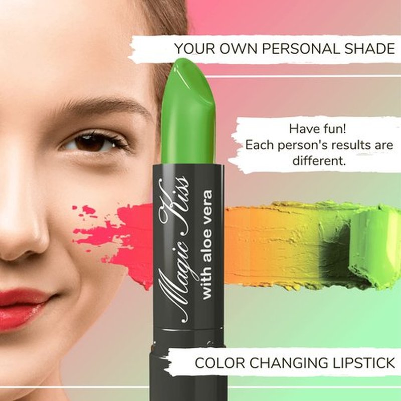 Magic Kiss Color Changing Matte Lipstick set, Long Lasting Nutritious Lips Moisturizer Magic Temperature Color Change Lip Balm with Aloe Vera PH Lipstick MADE IN USA (2 Pack - Green & Blue)