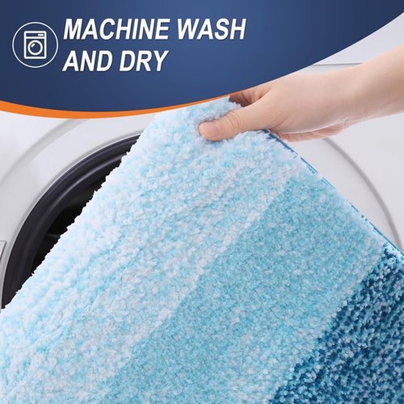 OLANLY Bathroom Runner Rug - Extra Soft Microfiber Mat | Quick Dry & Washable, 47x24, Peacock Blue