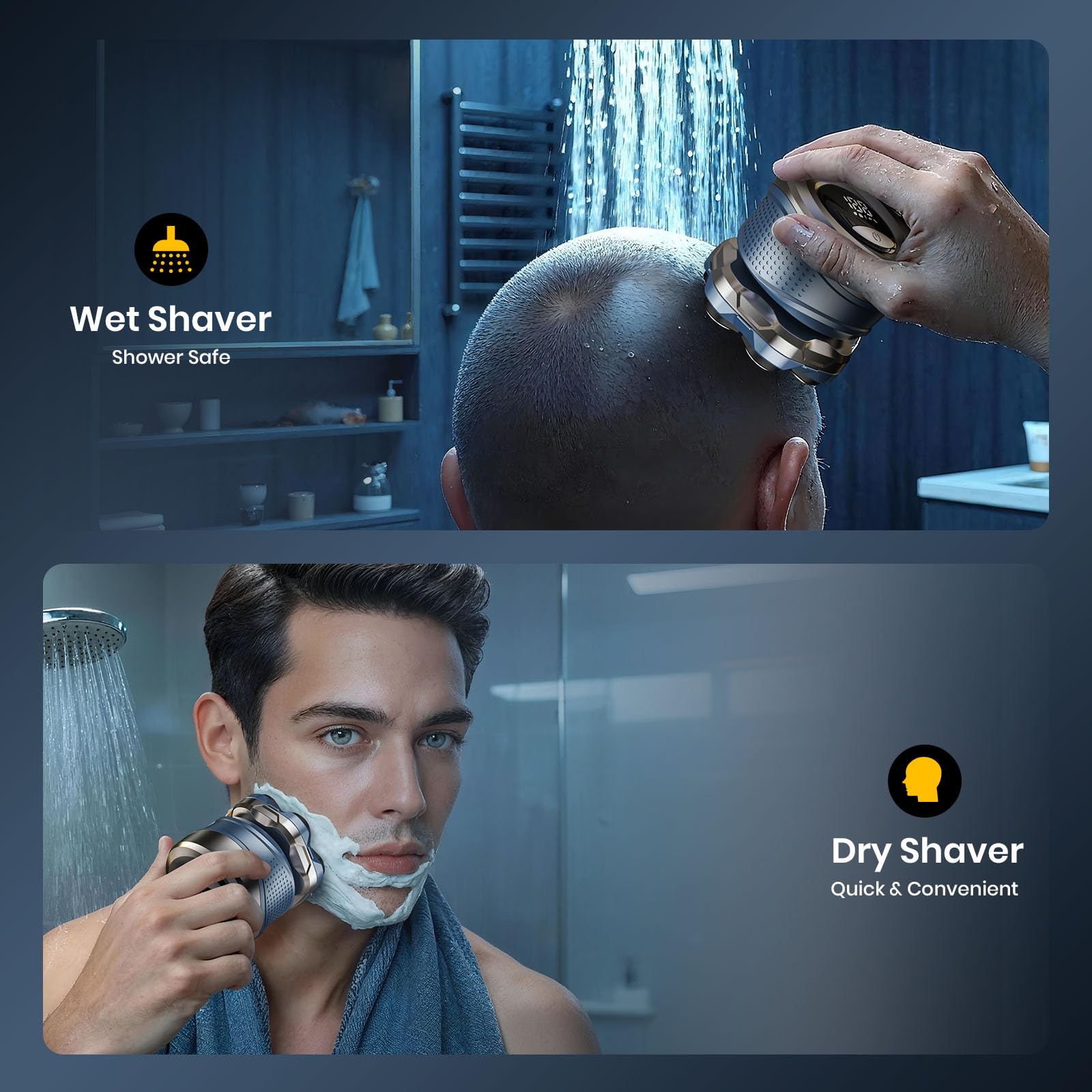 TLMUSE 7D Head Shaver with a Travel Case, 2026 Upgraded Magnetic Head Shavers for Bald Men, IPX7 Waterproof Wet/Dry Electric Razor Men, Rechargeable Shavers for Scalp/Face/Beard/Body