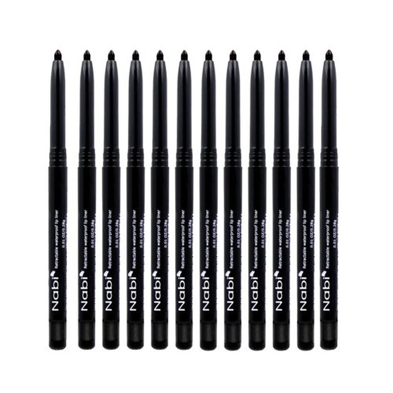 Nabi Retractable Waterproof Eyeliner Pencil – 12‑Pack Smudge‑Proof, Long‑Lasting & Hypoallergenic Professional Makeup Eyeliner for Sensitive Eyes