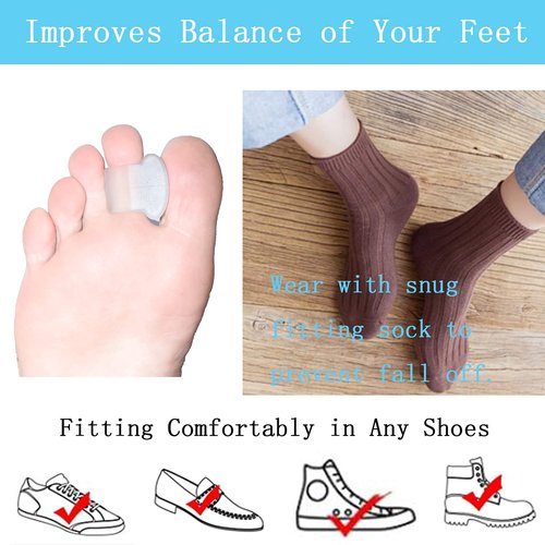 MENOCADY Pack of 12 Gel Toe Separator, (1/4" Thick) Big Toe Spacers, Single Loop Toe Spreader for Bunions, Overlapping Toe, Corrector and Spacer (Clear)