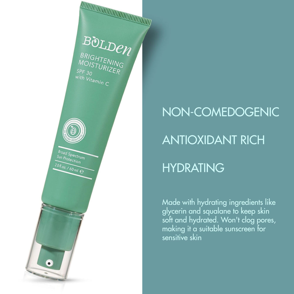 Bolden Brightening Face Moisturizer with SPF 30 & Vitamin C - Broad Spectrum UVA/UVB Hydrating Moisturizer Face Cream for Women - Applies Clear without Chalky Residue & Fade Dark Spots - 2.0FL Oz