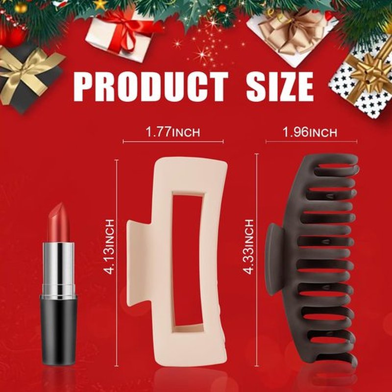 TOCESS Large Hair Claw Clips for Women Girls, 8PK Neutral Matte Jumbo Square Hair Clips for Thick, Thin, Long, Short, Curly Hair, Big Jaw Clip Set for Daily Use