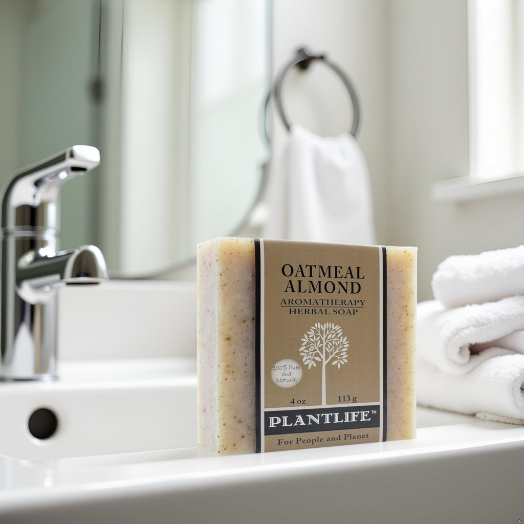 Plantlife Oatmeal Almond Bar Soap - Moisturizing and Soothing Soap for Your Skin - Hand Crafted Using Plant-Based Ingredients - Made in California 4oz Bar