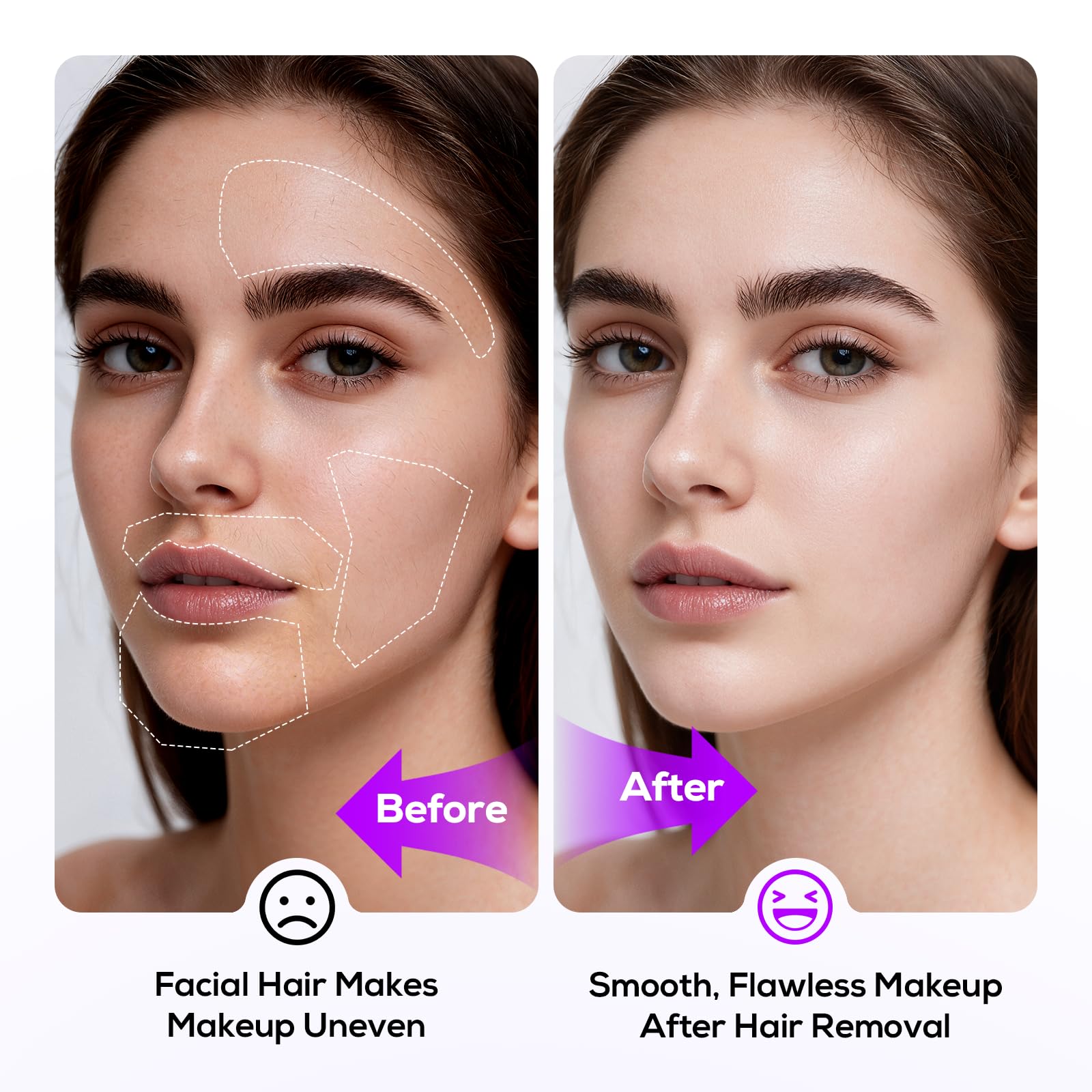 COPCOP Sonic Dermaplane Razor for Women Face, Painless Facial Exfoliation & Peach Fuzz Hair Removal Tool with 10 Upgraded Micro-Mesh Blades, Gentle Dermaplaning, Gift for Mom (Purple)