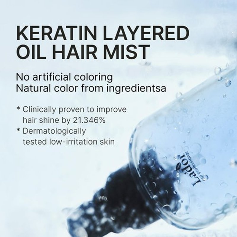LADOR Keratin Hydrating Anti-Frizz Oil Water Perfume Heat Protectant Hair Mist - Leave-In Treatment Spray for Dry Damaged Hair Korean Haircare 4.4 Fl Oz