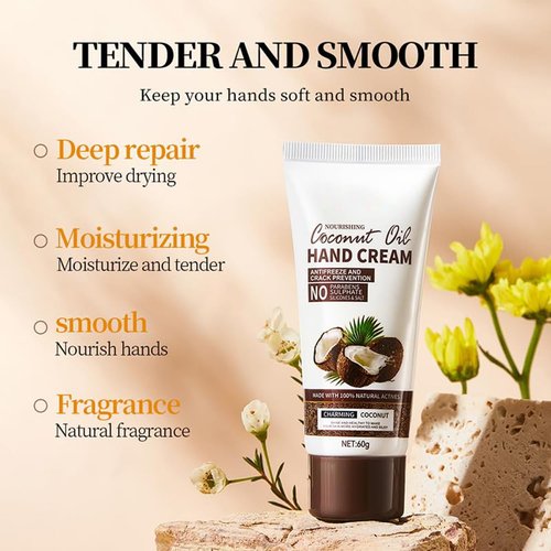 Skiennix Coconut Hand Cream - Daily Moisturizing Formula for Dry Hands | Non-Greasy & Fast Absorbing - 2.1oz