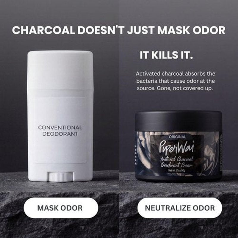 PiperWai Natural Deodorant Cream - Aluminum Free, Activated Charcoal & Magnesium | 1.7oz (50g) Scented Jar 2-Pack