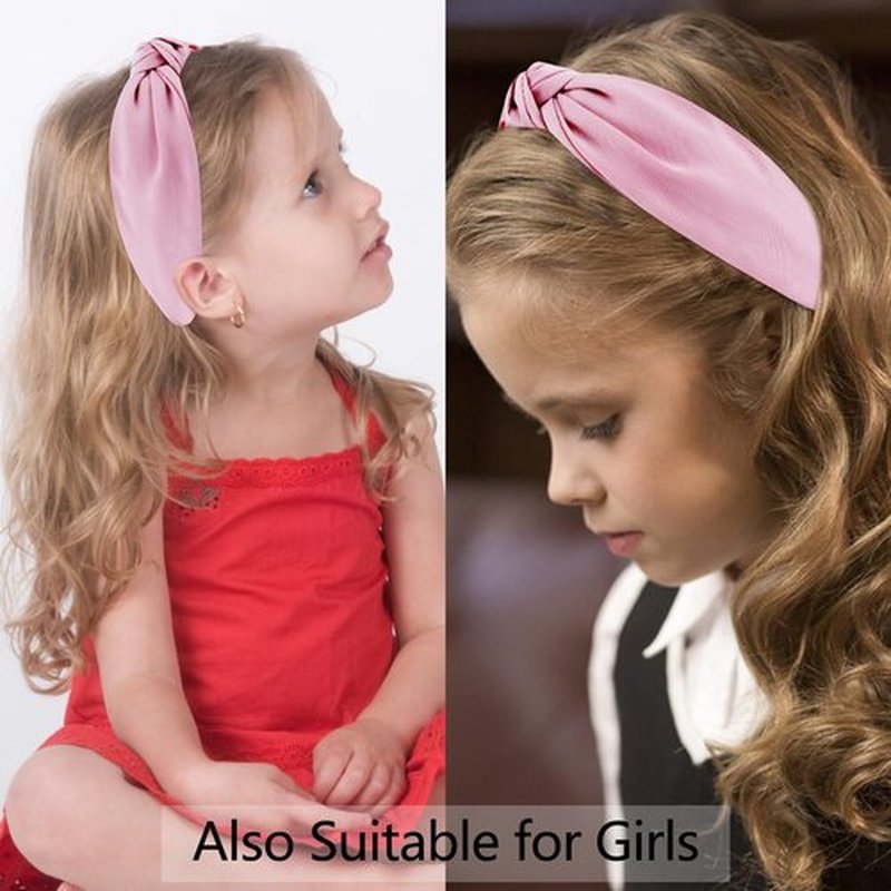 Atoden Pink Knotted Headband Wide Top Knot Head Band Non Slip Plain Solid Color Hair Bands Fashion Hair Accessories for Women Girls Valentine's Headband