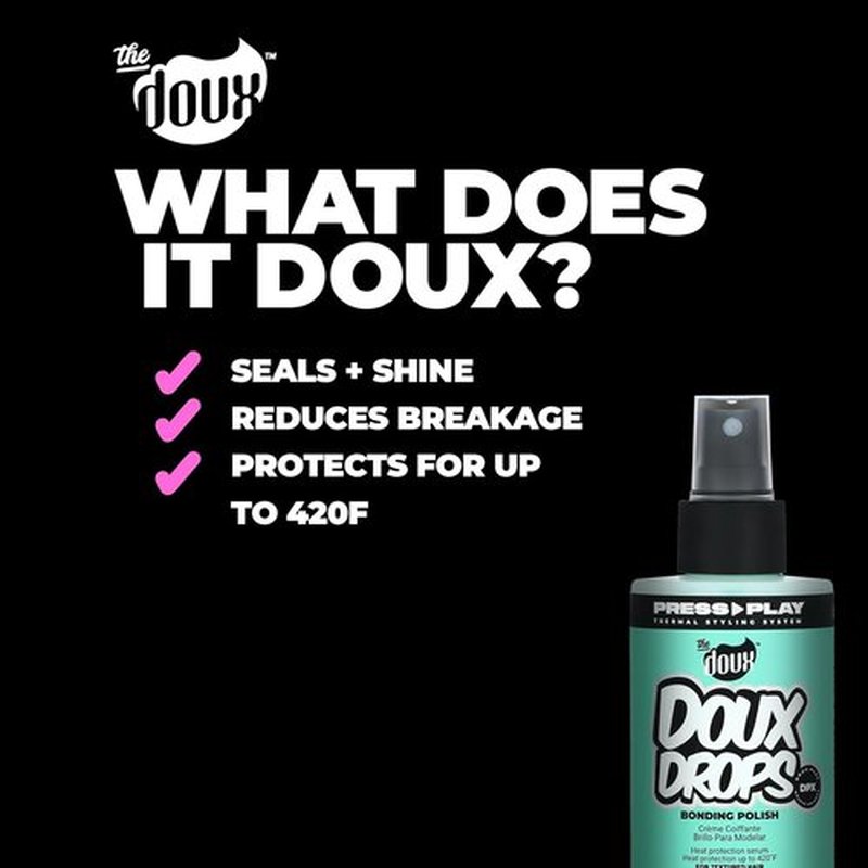Doux DOUX DROPS Bonding Polish Spray - Anti-Humidity Hair Smoother & Heat Protectant for Curly Hair - 4 oz