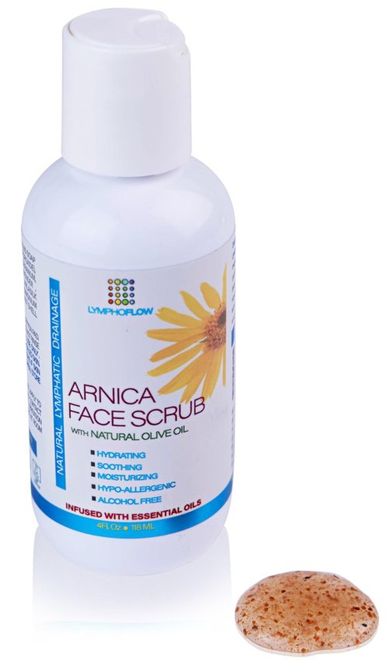 Bruizex Arnica Facial Scrub, Exfoliating Face Wash for Natural Lymphatic Drainage, Face Cleanser with Soothing Arnica Montana, Exfoliator For Sensitive Skin, Acne, Blackheads, Lymph Health, 4 Oz