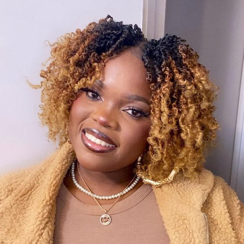 GIX Yanky Twist Crochet Hair - 10 Inch 8 Packs (240 Strands) 3 Tones Ombre Brown Pre-twisted Fluffy Spring Mini Twist Short Bob Passion Twist, Crochet Braids Braiding Hair (10 Inch, OT30/27-8P)