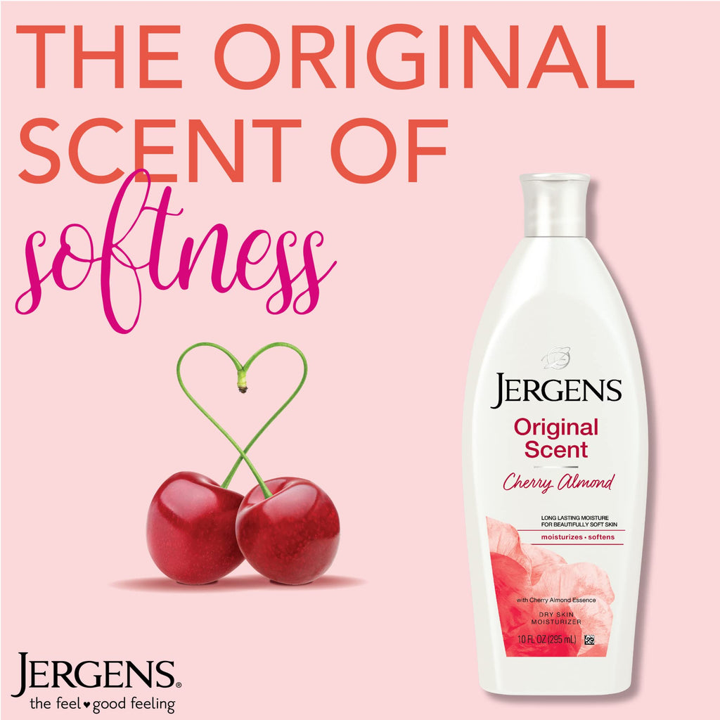 Jergens Original Scent Dry Skin Moisturizer with Cherry Almond Essence, 10 Ounces
