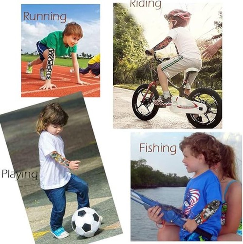iToolai Kids Temporary Tattoo Sleeves,Fake Slip on Arm Sunscreen Sleeves for Boys and Girls,10pcs