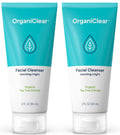 OrganiClear Facial Cleanser w/Organic Tea Tree & Salicylic Acid – Gentle Daily Foaming Gel Face Wash for Deep Cleansing & Makeup Removal – Unclogs Pores, Eliminates Dirt & Oil, (2 oz) 2 Pack
