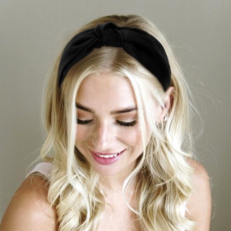Amariver Black Headbands for Women Wide Knotted Headband Top Knot Hair Band Non-slip Head Band Soft Fashion Accessories for Women Girls
