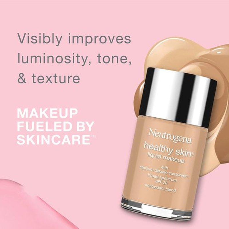 Neutrogena Healthy Skin Liquid Foundation - Lightweight Medium Coverage Makeup with SPF 20 | Classic Ivory 10, 1 fl. oz