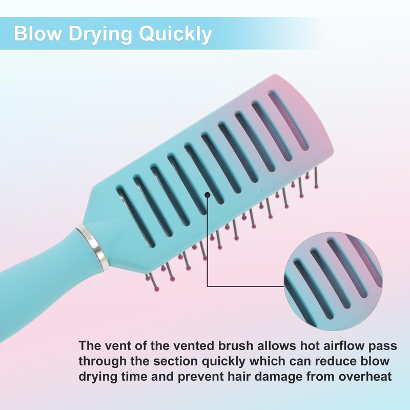 VOCOSTE Vented Hair Brush, Styling Brush with Ball-Tipped Bristles, Vent Brush for Blow Drying Wet, Short, Curly, or Straight Hair, Hair Brushes for Women and Men, Lake Blue
