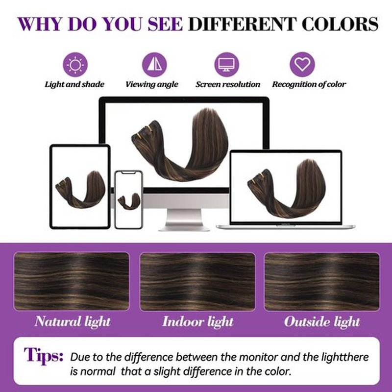 Clip in Hair Extensions Real Human Hair 18 inch 100g/3.6oz Straight Seamless Invisible Human hair Extensions Clip ins for Women Double Weft 8pcs Balayage Black Brown Highlight Chestnut Brown