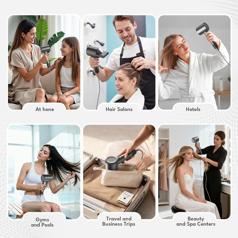 VTT Hair Dryer, 150000 RPM High Speed Blow Dryer for Fast Drying, Low Noise, Lightweight Design for Home & Travel Use, Perfect for Men, Women, and Professionals