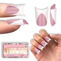 NOVO OVO Extra Thick Duck Nails Short with Moon Curve Light White French Tips BERRY PINK Full Cover for Press on Acrylic, Flare Wide French Soft Gel Fake False Nail Extension x 15 Sizes 240 pcs