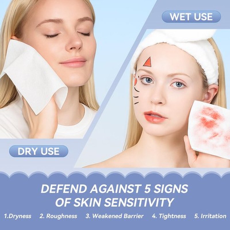 Cotpuredy Face Towels, Disposable Biodegradable Clean Facial Towelette for Sensitive Skin, Lint- free Face Cloths for Makeup Remover, Ultra Soft Dry Wipes, Skincare Women Cleansing 240 Count (3 Packs)
