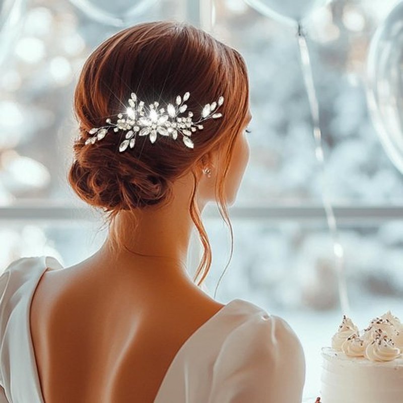 Lorealri Rhinestone Bridal Hair Combs Set - 3PCS Wedding Flower Crystal Pearl Hair Pins & Comb, Sparkling Elegant Accessories for Bride Bridesmaids Prom Formal Events