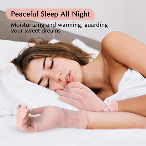 Evridwear Cotton Moisturizing Gloves Overnight Touchscreen for Dry Hands SPA Eczema Hand Care, Day and Night Moisturizing Sleeping Gloves (2 Pair S/M, Feather Weight Pink Color)