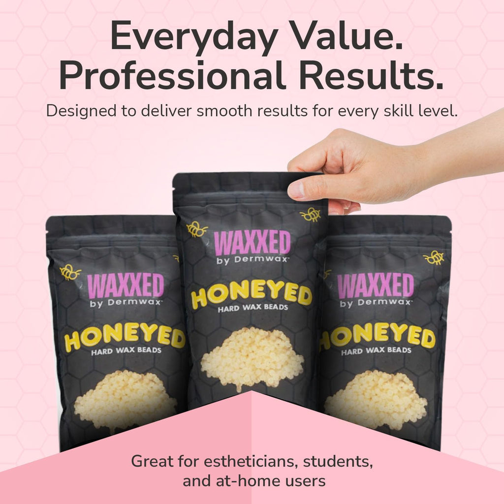 WAXXED Honeyed Hard Wax Beads 2.2 lb, Low-Temp Hair Removal Wax, Fast Melt