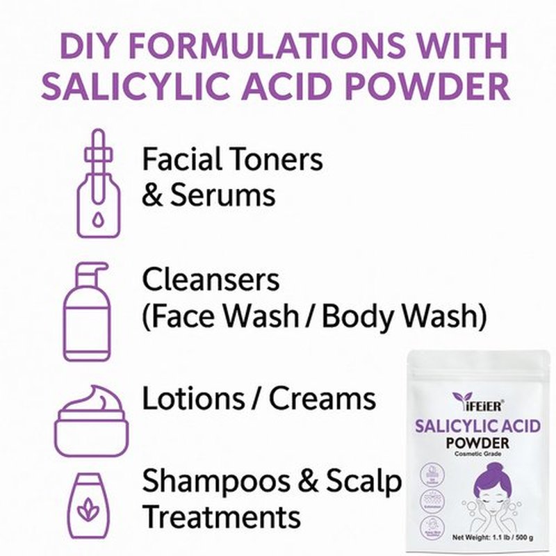 iFEiER Pure Salicylic Acid Powder | Cosmetic Grade Salicylic Acid 1.1 LB (500 g) | Original Ingredients for DIY BHA Exfoliant for Skincare, Body, Hair & Industrial Use | Make Serum
