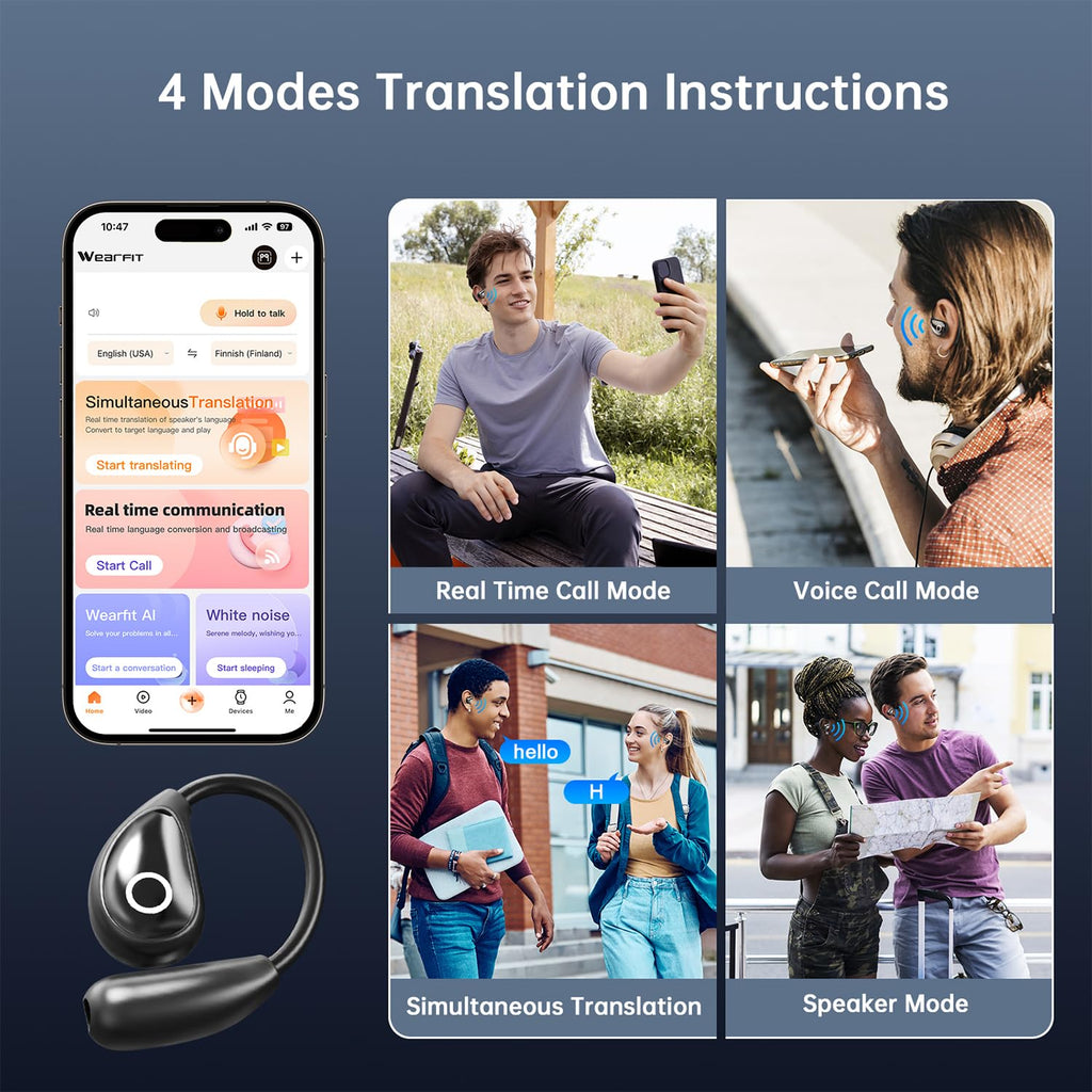 AI Translation Earbuds Real Time, 2026 Upgrade 164 Language Translator Earbuds Bluetooth 5.4 OWS 3-in-1 Translation Headphones, Wireless Translating Device for Travel Business Learning with App 1