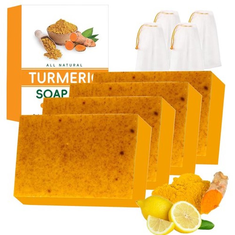 Lemon Turmeric Kojic Soap – Kojic and Turmeric Soap, Jabon De Curcuma Para Las Manchas, TurmericSoap Bar for Face and Body, Moisturizing Deep Cleansing