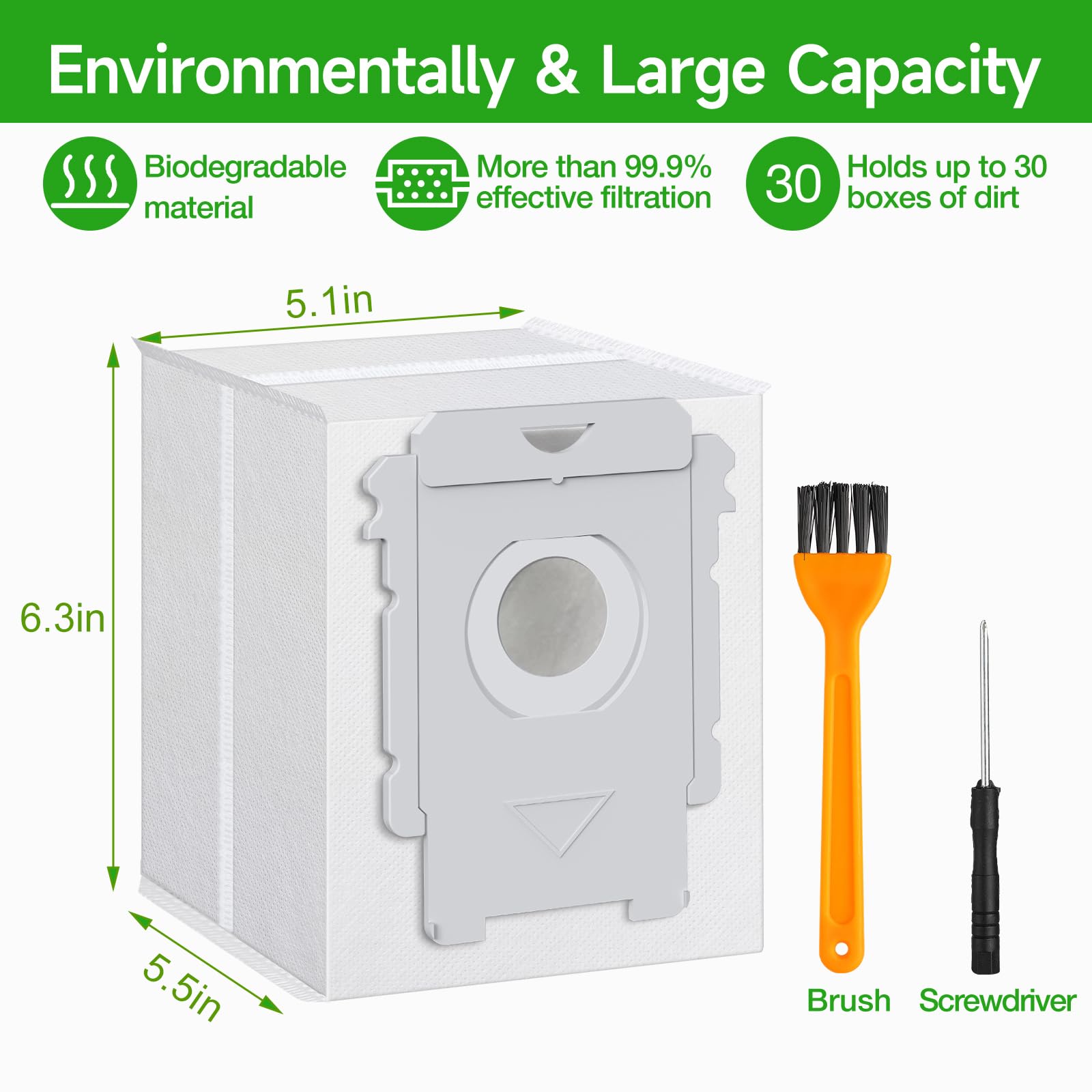 VBN 20 Pack Replacement Roomba Vacuum Bags, Compatible with iRobot Roomba 104 105 405 504 505 705 Combo 10 Max, i7+ i3+ i4+ i6+ i8+ j7+ s9+, i s j Series, All Clean Base Automatic Dirt Disposal Bags