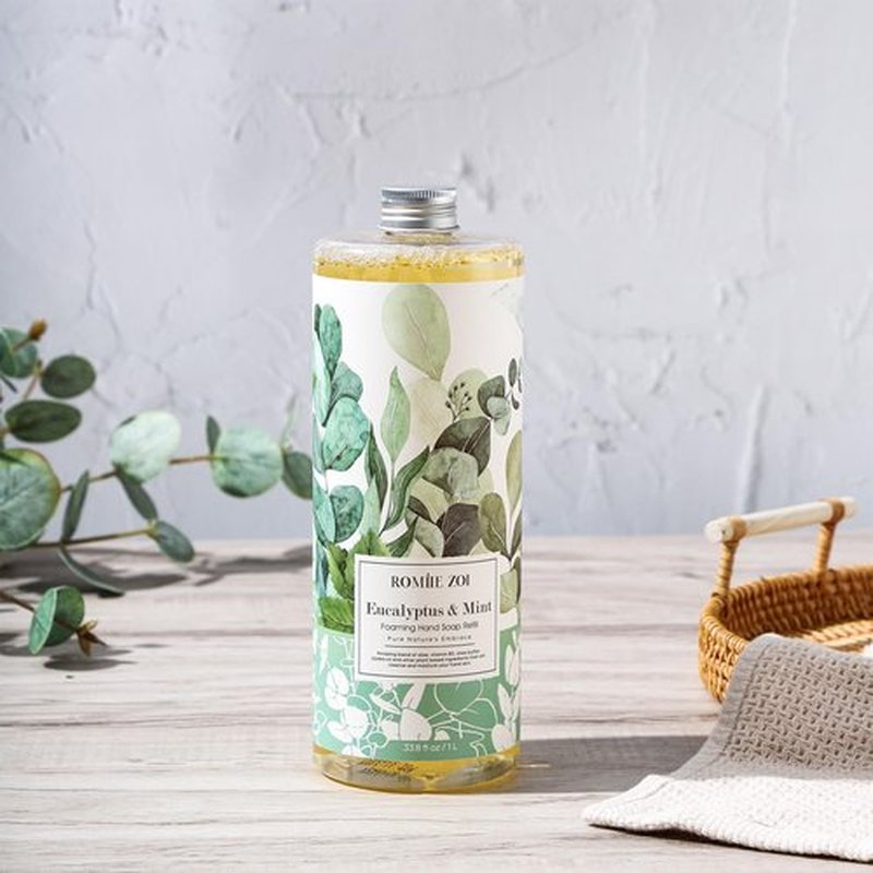 ROMIIE ZOI Foaming Hand Soap Refill, Eucalyptus & Mint, Gentle & Moisturizing Formula, 1 L/ 33.8 FL OZ