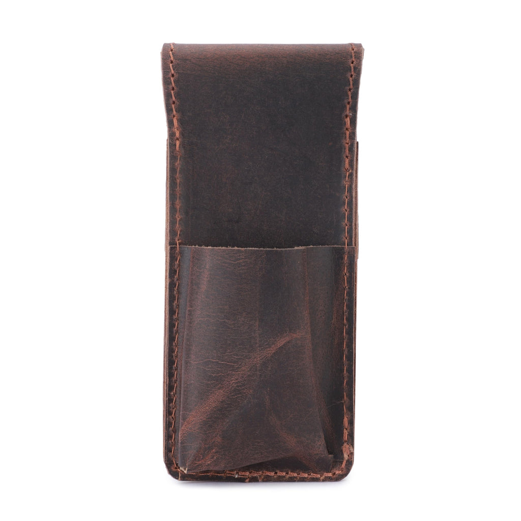 CestAntiQ Leather Safety Razor Case Shaving Accessories Straight Safety Razor Holder for Double Edge Personal Care Essentials Handmade Shaver Case for Travel (Brown)