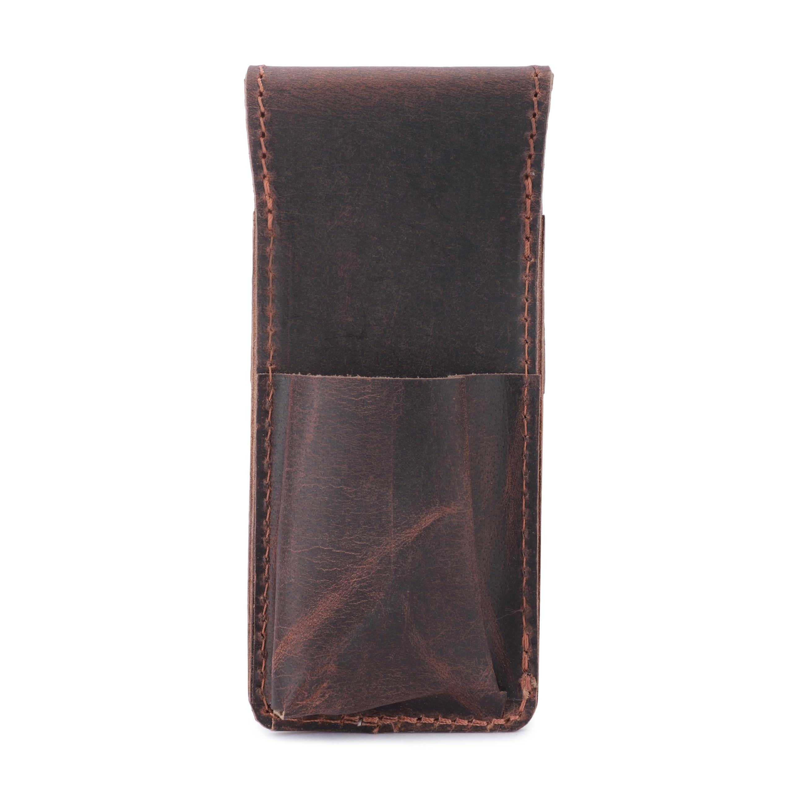 CestAntiQ Leather Safety Razor Case Shaving Accessories Straight Safety Razor Holder for Double Edge Personal Care Essentials Handmade Shaver Case for Travel (Brown)