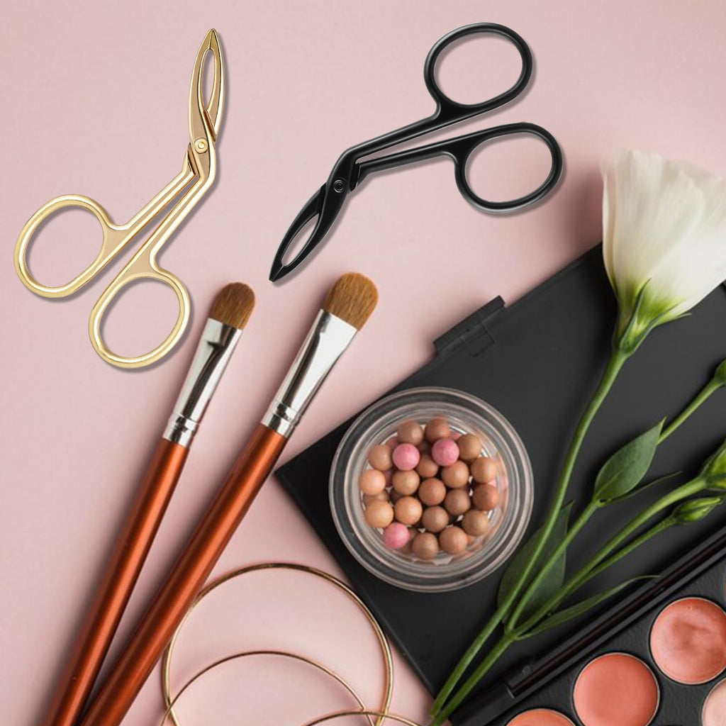 Haikole Tweezers for Women Facial hair 3 Pieces Eyebrow Tweezers,Scissor Tweezer for Remover Facial Hair Eyebrows Care Wig Plucking,Scissor Handle Tweezer Scissors (Curved)