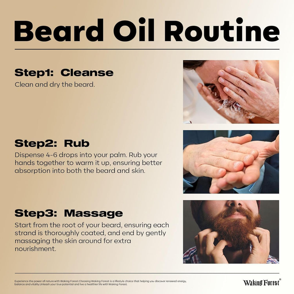 Waking Forest Sandalwood & Whiskey Beard Oil for Men - Biotin Mustache Oil with Vitamin E, Rosemary & Castor - Beard Care Softener, Strengthens, and Moisturizes - Beard Conditioner (1 oz)