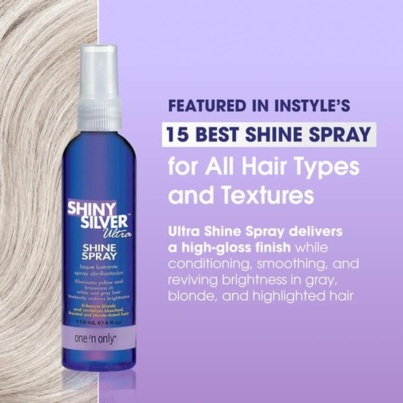 One 'n Only Shiny Silver Ultra Shine Spray - Brightening Gloss for Blonde Hair with UV Protection (4 oz)