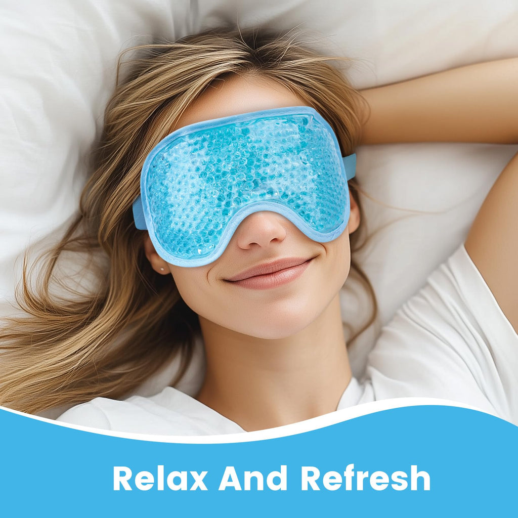 NEWGO Cooling Eye Mask for Puffy Eyes, Cold Eye Mask Eye Ice Pack for After Eyes Surgery, Tension Stress Relief, Itchy Eyes, Headaches, Dark Circles - Blue