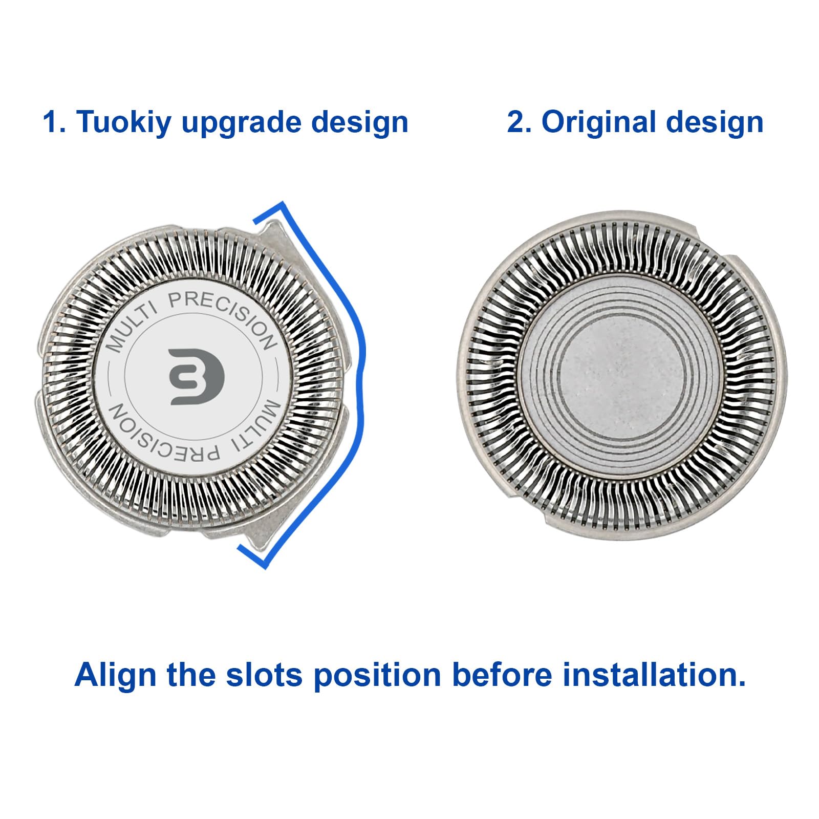 SH30 Replacement Heads with Cutterhead Retaining Ring, Compatible with Philips Norelco Series 3000, 2000, 1000 Shaver