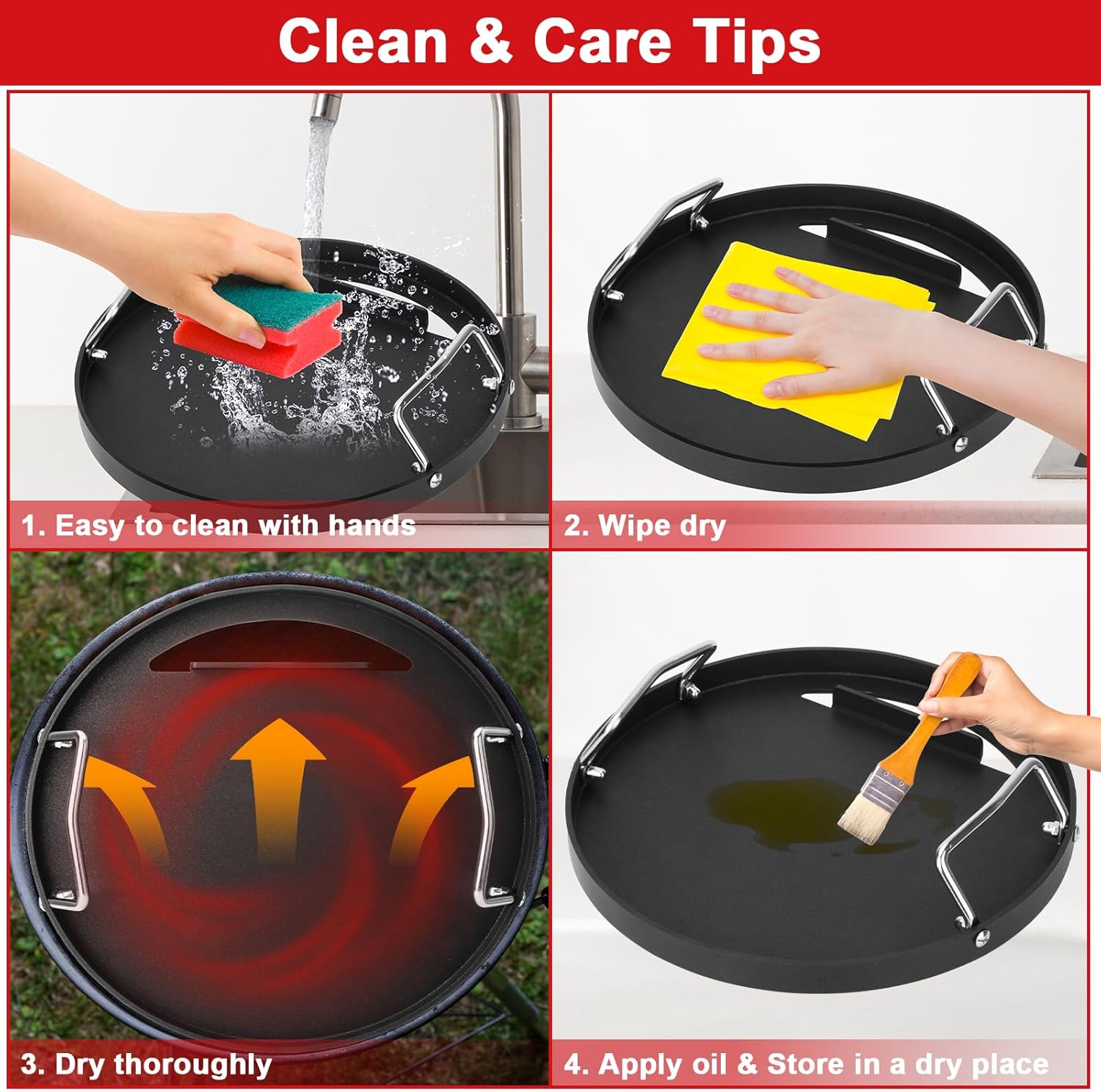 Weber Full Size Griddle Inserts - Flat Top Replacement for 14" Charcoal Grills & Smokers
